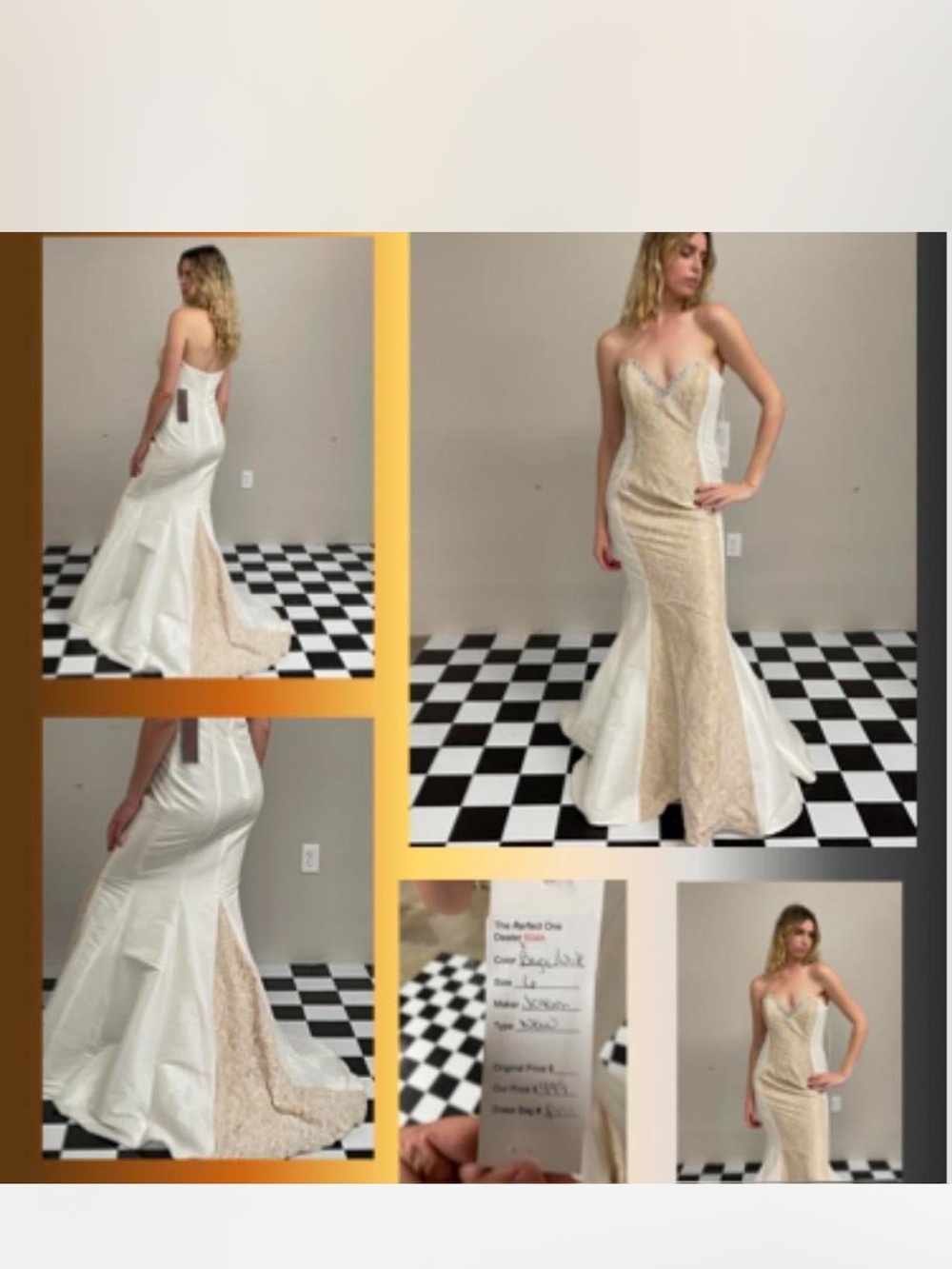 Ivory Strapless Mermaid Wedding Gown with Lace Panel